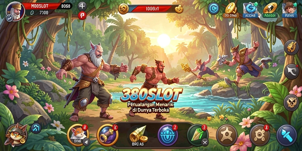 Screenshot gameplay <strong>380SLOT</strong> yang menampilkan eksplorasi dunia terbuka.