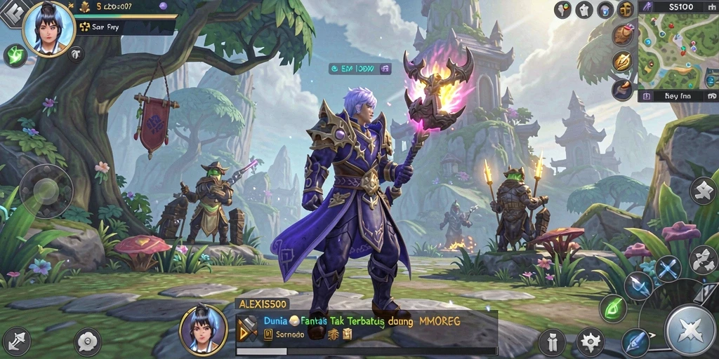 Tampilan gameplay ALEXIS500 yang menegangkan dalam pertempuran MMORPG.