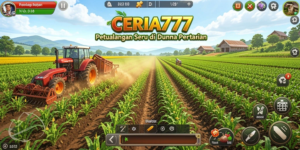 Screenshot menunjukkan pengalaman bermain CERIA777 yang menarik di dunia pertanian.
