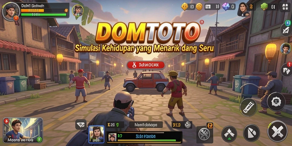 Tampilan screenshot DOMTOTO, menampilkan gameplay simulasi yang kreatif.