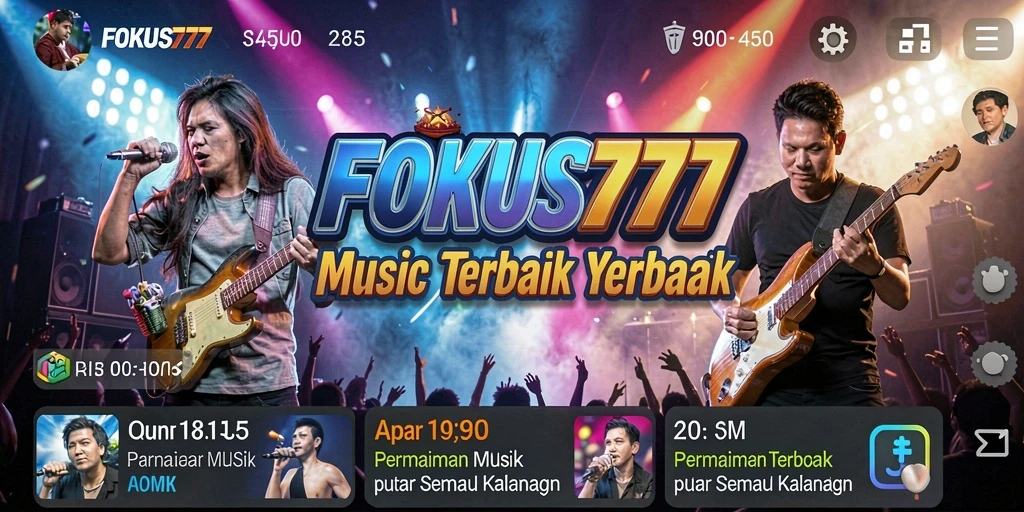 Tampilan gameplay seru dalam aplikasi FOKUS777 yang menampilkan permainan musik.