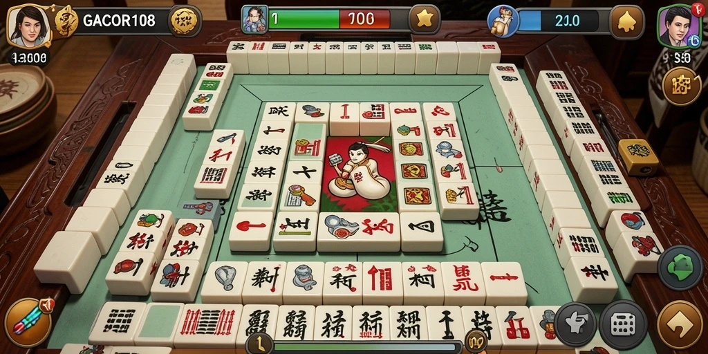 Screenshot GACOR108 menampilkan aksi seru permainan Mahjong.