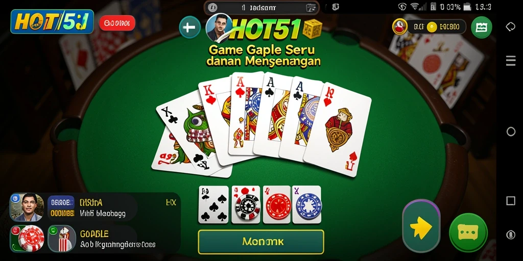 Screenshot gameplay HOT51 yang menampilkan pertarungan Gaple yang seru.