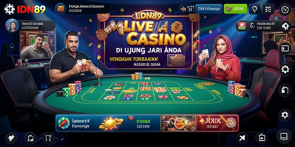Tangkapan layar IDN89 menunjukkan suasana permainan Live Casino yang menegangkan.