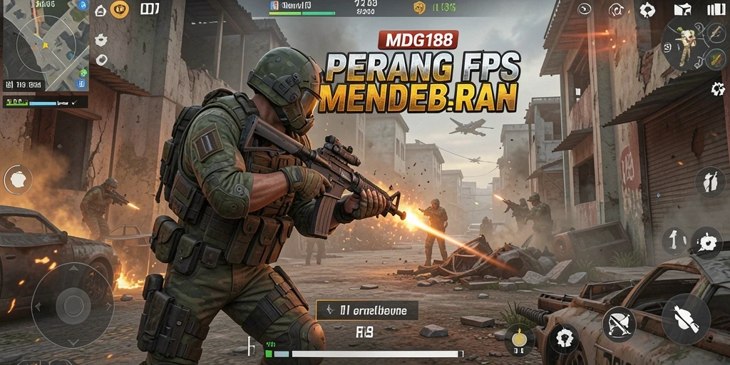 Gameplay MDG188 yang intens dengan aksi tembak-menembak dinamis.