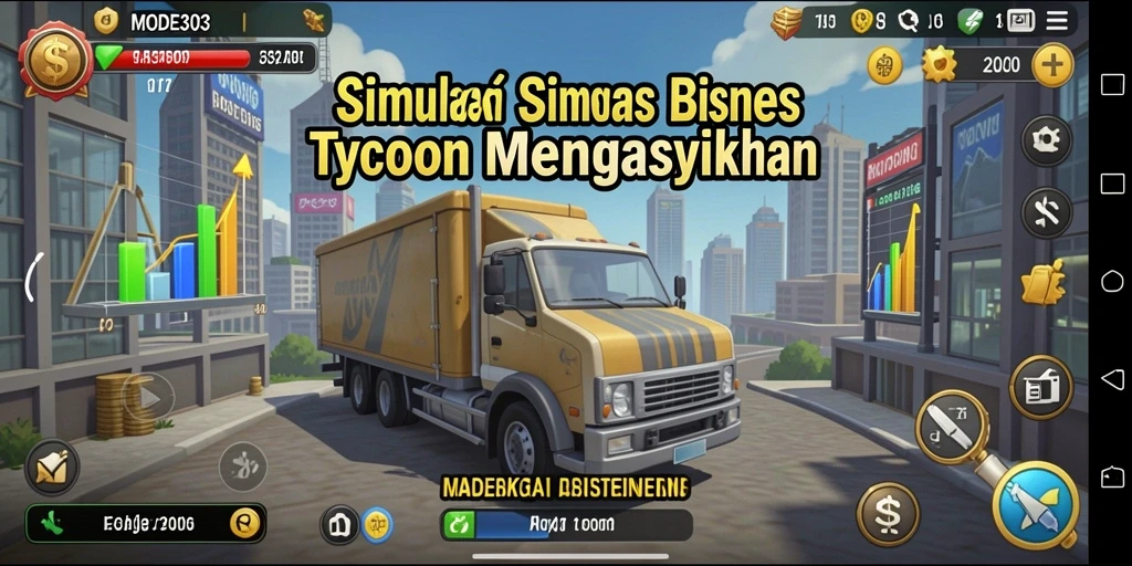 Tampilan game Tycoon yang menarik dan penuh warna di MODE303.