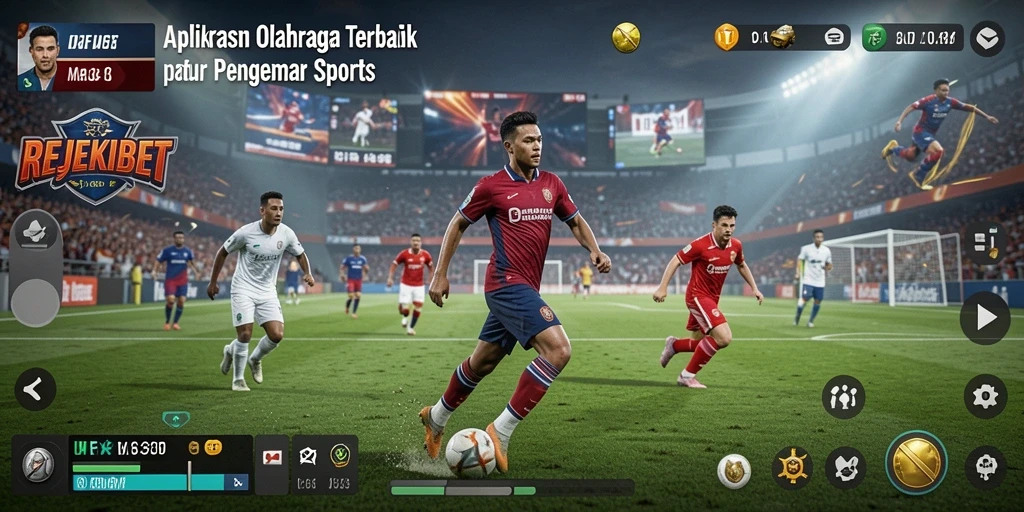 Screenshot gameplay menunjukkan fitur live streaming pertandingan olahraga.