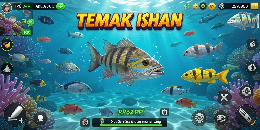 Tangkapan layar gameplay seru dari RP62RP yang menampilkan aksi tembak ikan.