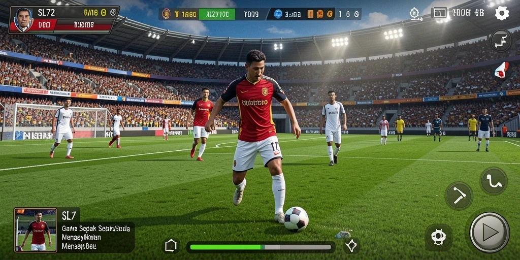 Gameplay SL72 yang menarik dan mendebarkan dalam aksi sepak bola.