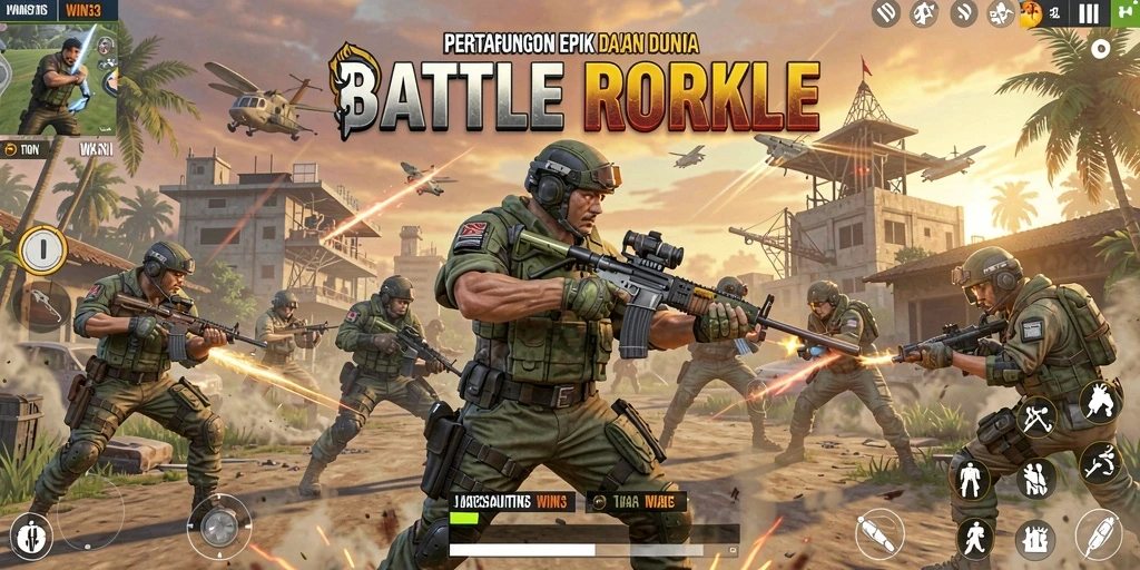 Tampilan gameplay seru WIN33 di arena Battle Royale.